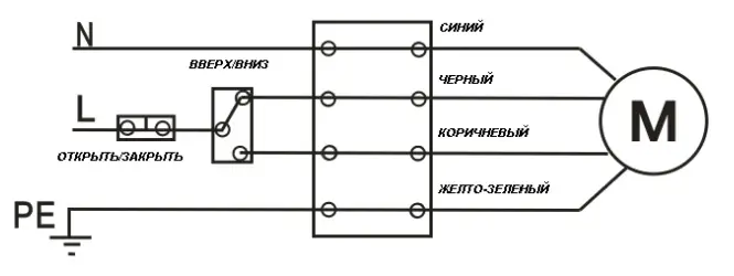 Схема подключения электропривода автоматических ворот